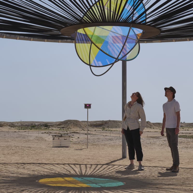 Slow solar event, 2023 Installation view: Olafur Eliasson: The curious desert, near the Al Thakhira Mangrove in Northern Qatar, 2023 Photo: Ander Sune Berg