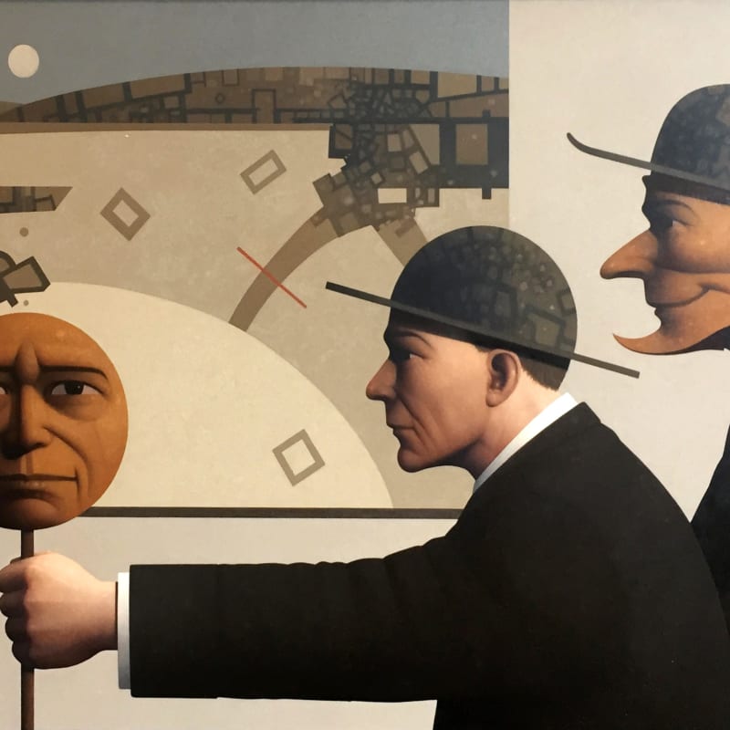 'Mimesis - a tentative equilibrium' (Private collection), oil on wood, 70 x 90cm