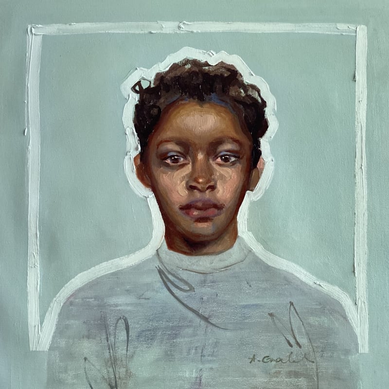 Agnes Grochulska, Portrait with Aquamarine Outline, 2020.