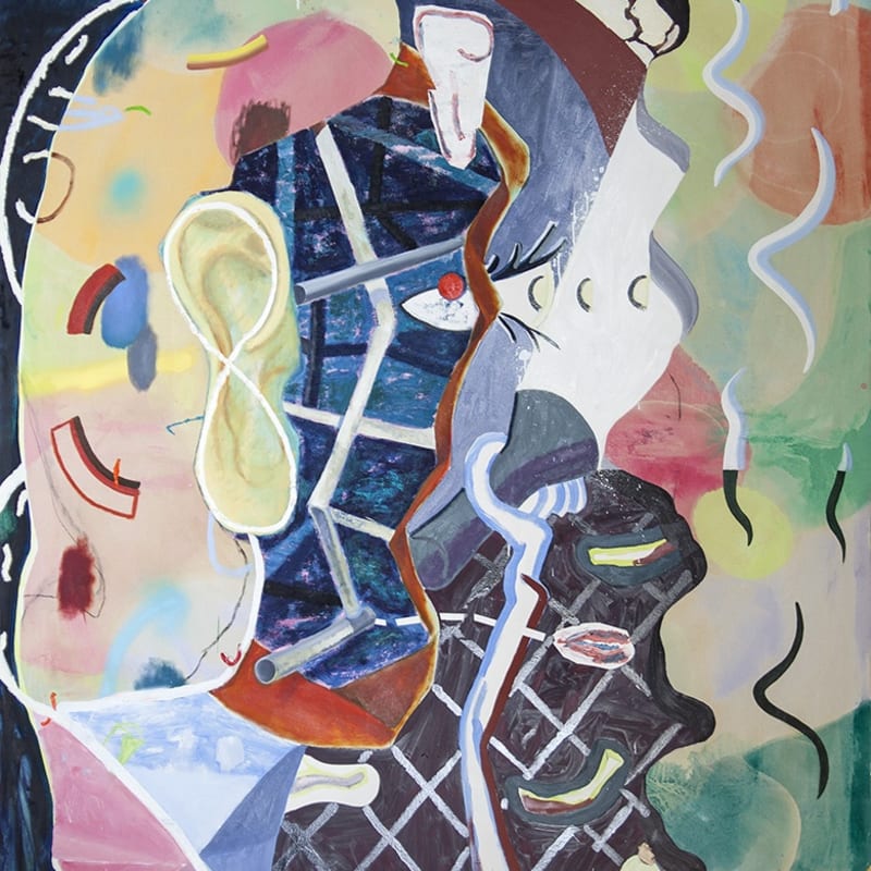 Figure Studying Cave Painting 2016 | oil on canvas | 200 x 150cm (79 x 59”)