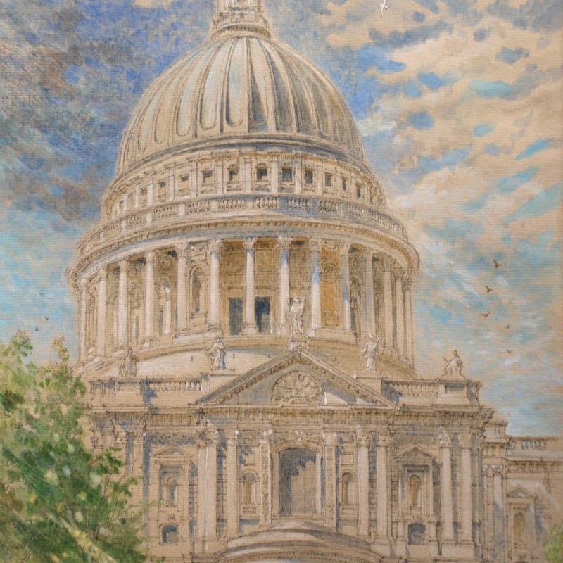 Charlotte Halliday RWS, St Paul's Cathedral from Peter's Hill