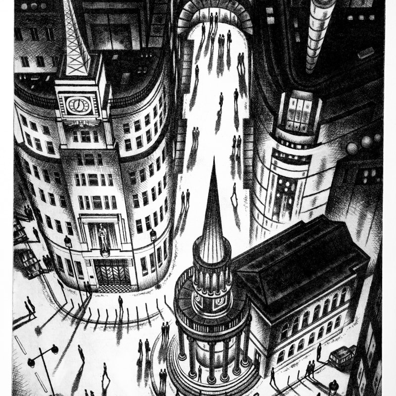 John Duffin RWS RE, W1A - BBC and All Souls Church, Langham Place, 2024