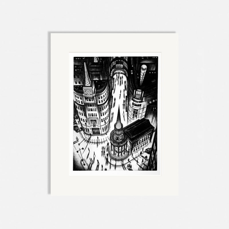 John Duffin RWS RE, W1A - BBC and All Souls Church, Langham Place