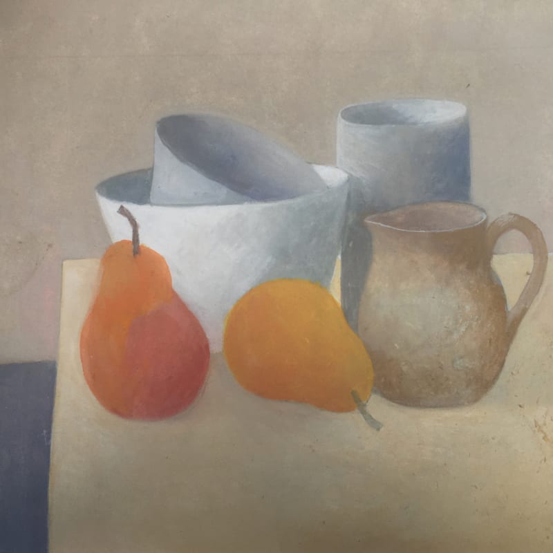 Wendy Jacob RWS, Two Pears and Four Pots