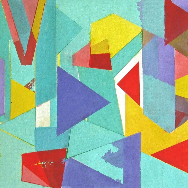 Geoffrey Pimlott RWS, Untitled Coloured Shapes Over Blue