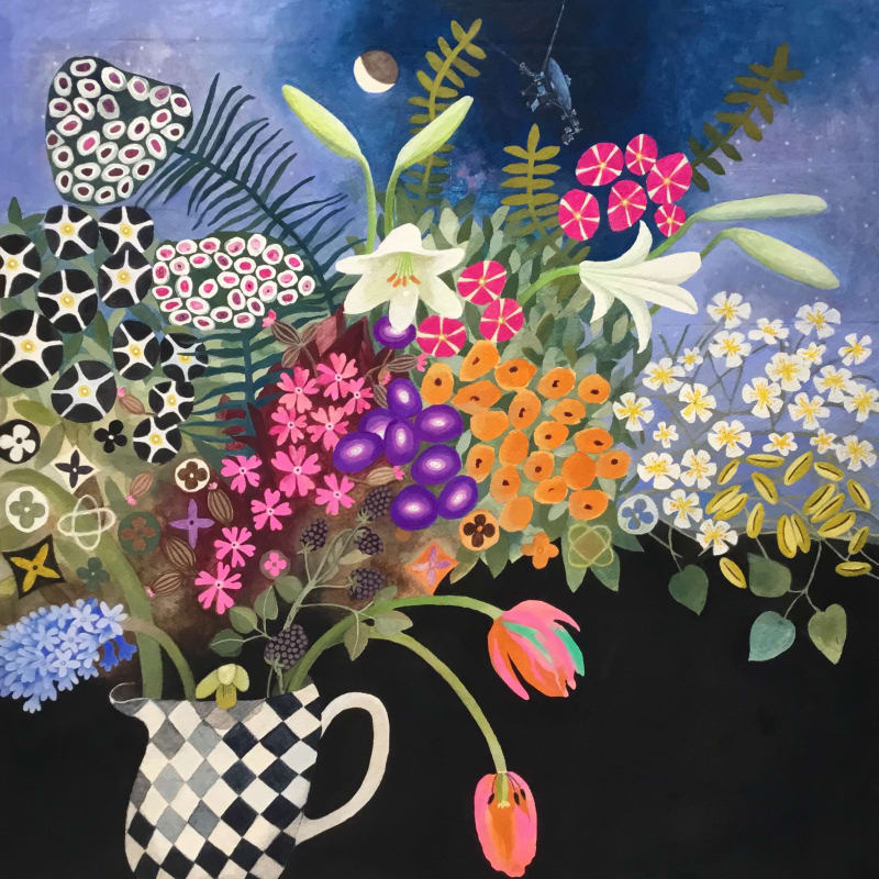 Gertie Young RWS, 'Flowers for Voyager', collage, acrylic gouache & pencil on card