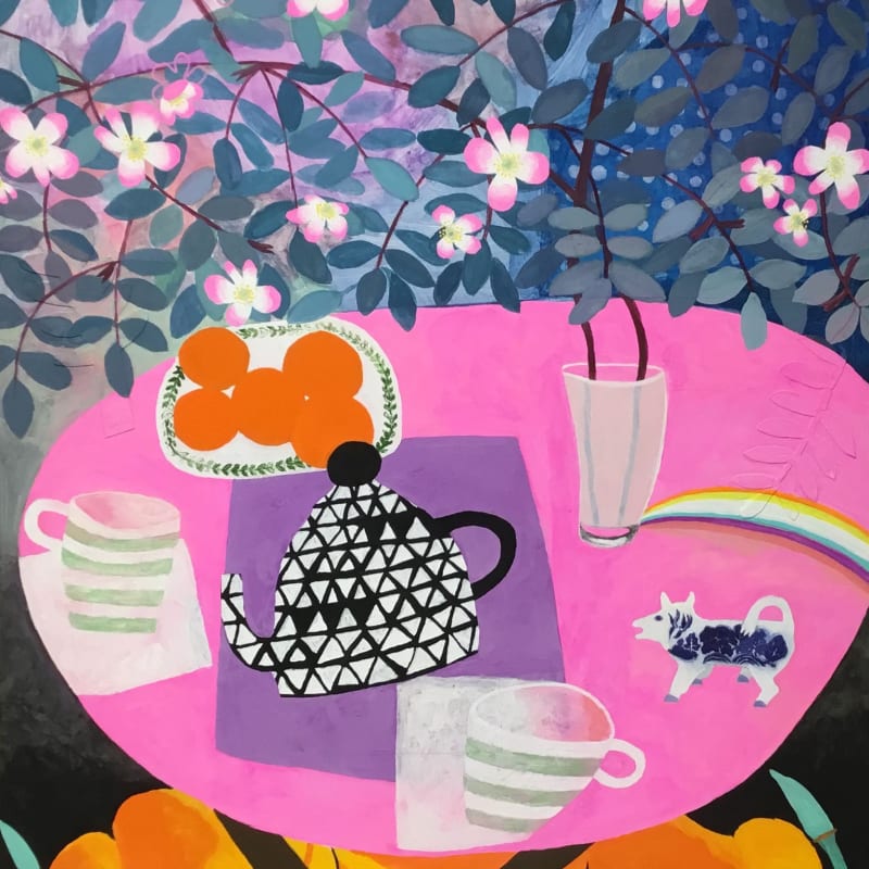 Gertie Young RWS, 'California poppies under a pink table'