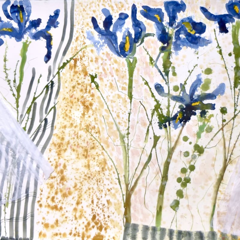 Anne Lynch RWS, 'Iris in the Wind', watercolour / collage