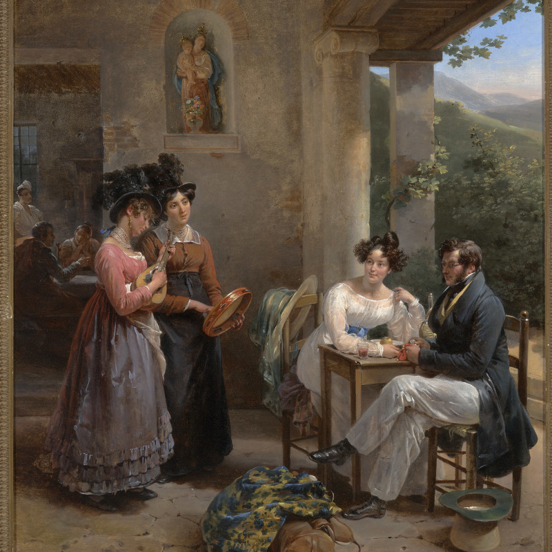 A Scene in an Italian Country Inn, possibly a Self-Portrait of the Artist with her Husband on their Wedding Trip