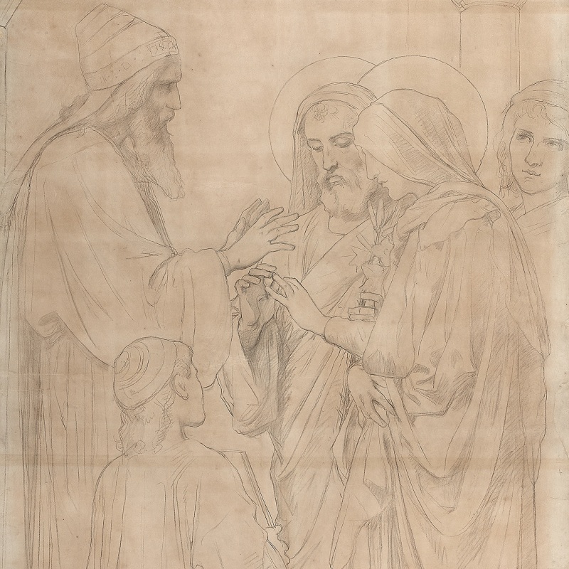THE MARRIAGE OF THE VIRGIN (MARIAGE DE LA VIERGE), Cartoon for the Lady Chapel in St. Vincent de Paul, Paris