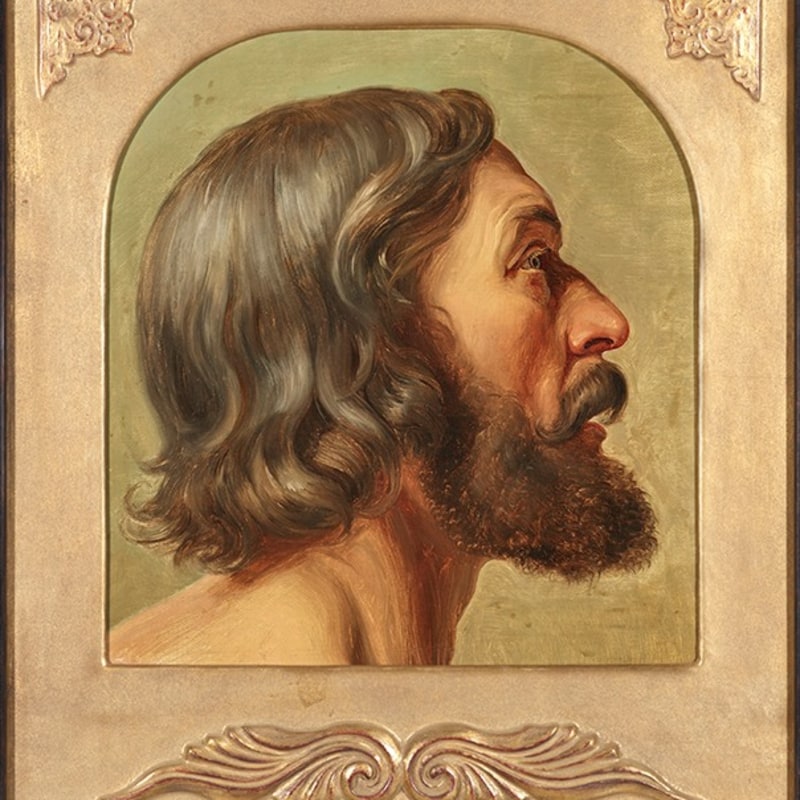 STUDY OF A BEARDED MAN (APPEARING AS A PILGRIM IN THE FONS VITAE OF 1848 AND AS A PRINCE IN THE PURGATORIUM OF 1852)