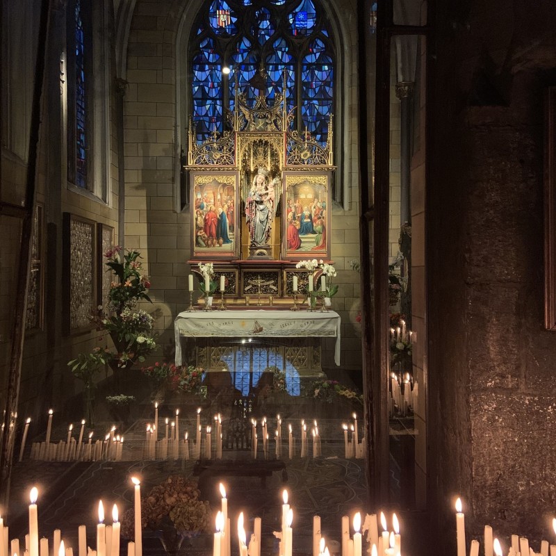 Our Lady, Star of the Sea, at the Basilica of our Lady, which crowns the skyline of Maastricht, a charming Dutch town.