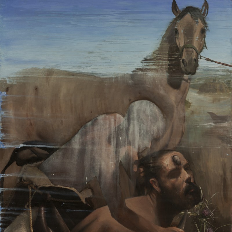 David and Goliath, Self-portrait  Oil on canvas  162 x 130 cm  2023