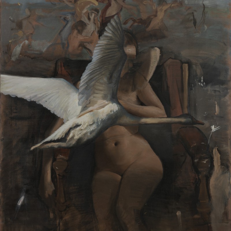 Leda and the Swan  Oil on canvas  200 x 100 cm  2023