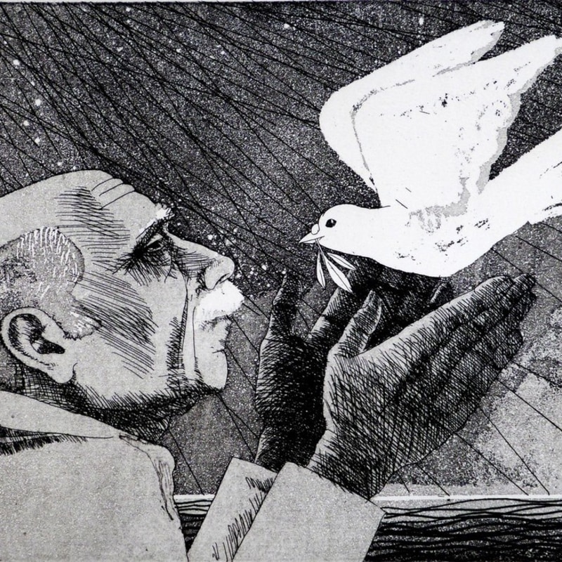 Frans Wesselman RE, Man, Dove, Olive branch