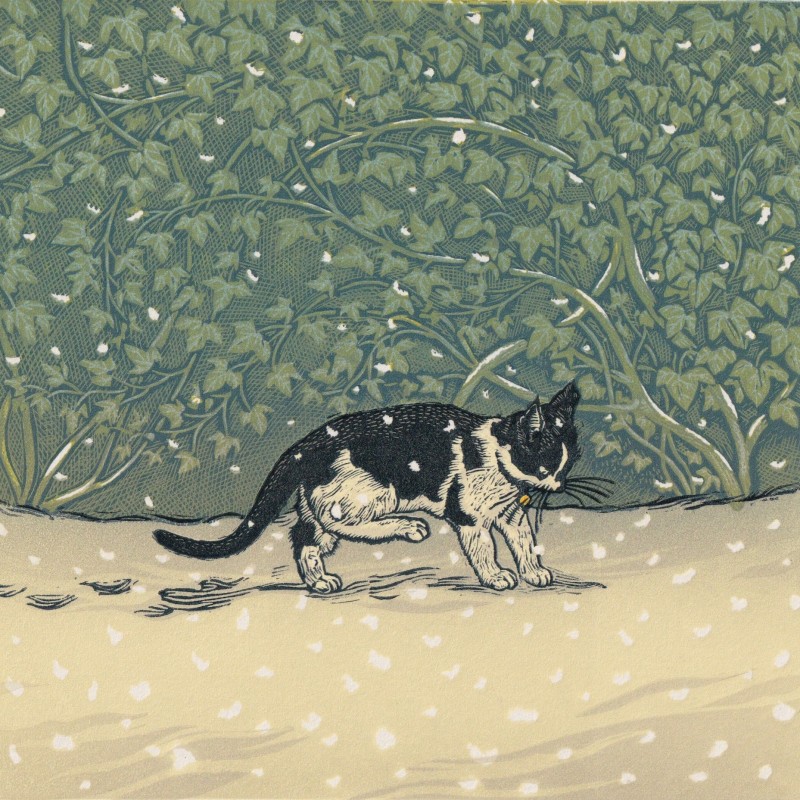Vanessa Lubach ARE, Minim in the Snow, linocut
