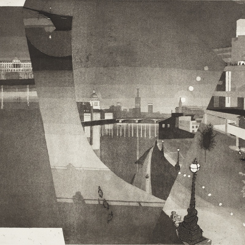 Michael Fell Hon RE, Riverscape, etching