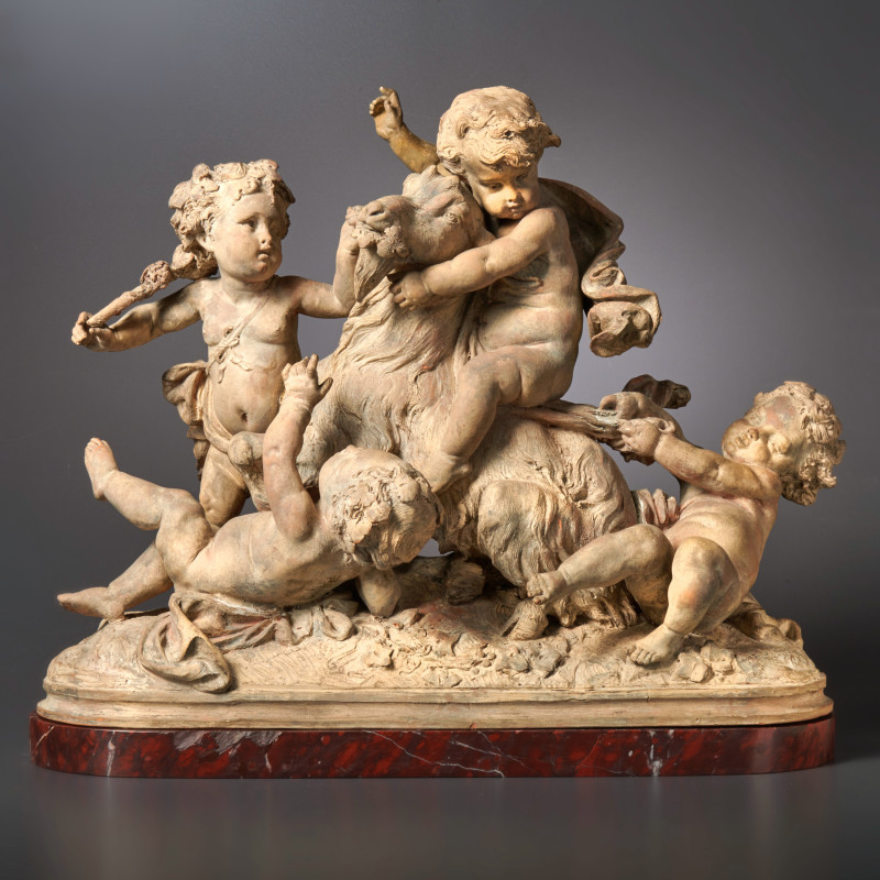Albert-Ernest Carrier-Belleuse - A group of bacchic putti riding a goat by Albert-Ernest Carrier-Belleuse, Paris, date circa 1860