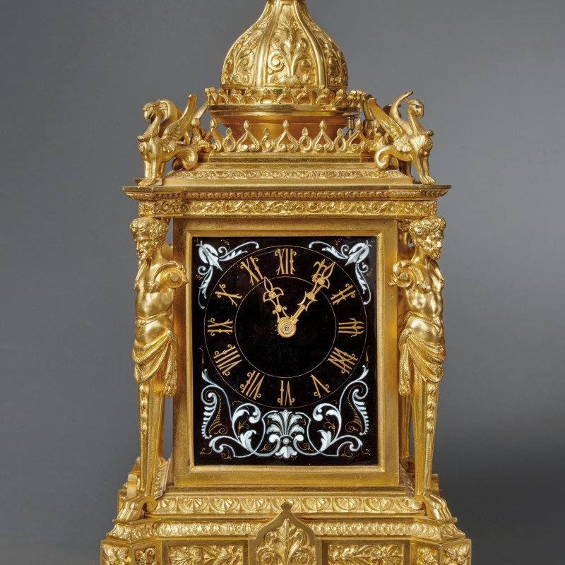 Louis Fernier - A Napoleon III musical mantel clock with grande and petite sonnerie of eight day duration by Louis Fernier, enamel by Théophile Soyer, Paris, date circa 1870