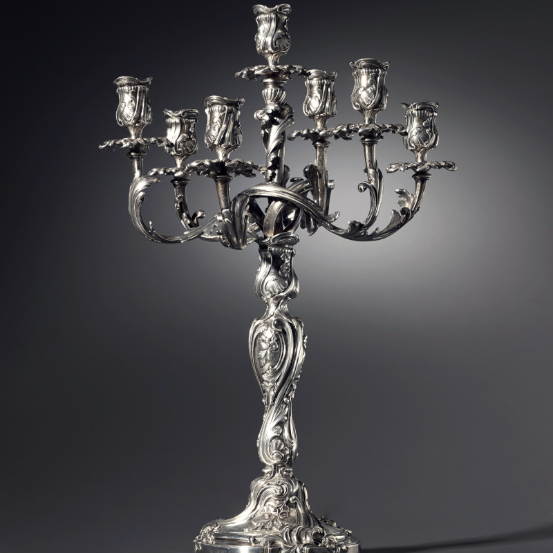 Jean-Baptiste-Gustave Odiot - A pair of Rococo style silver seven-light candelabra by Jean-Baptiste-Gustave Odiot, Paris, date circa 1900