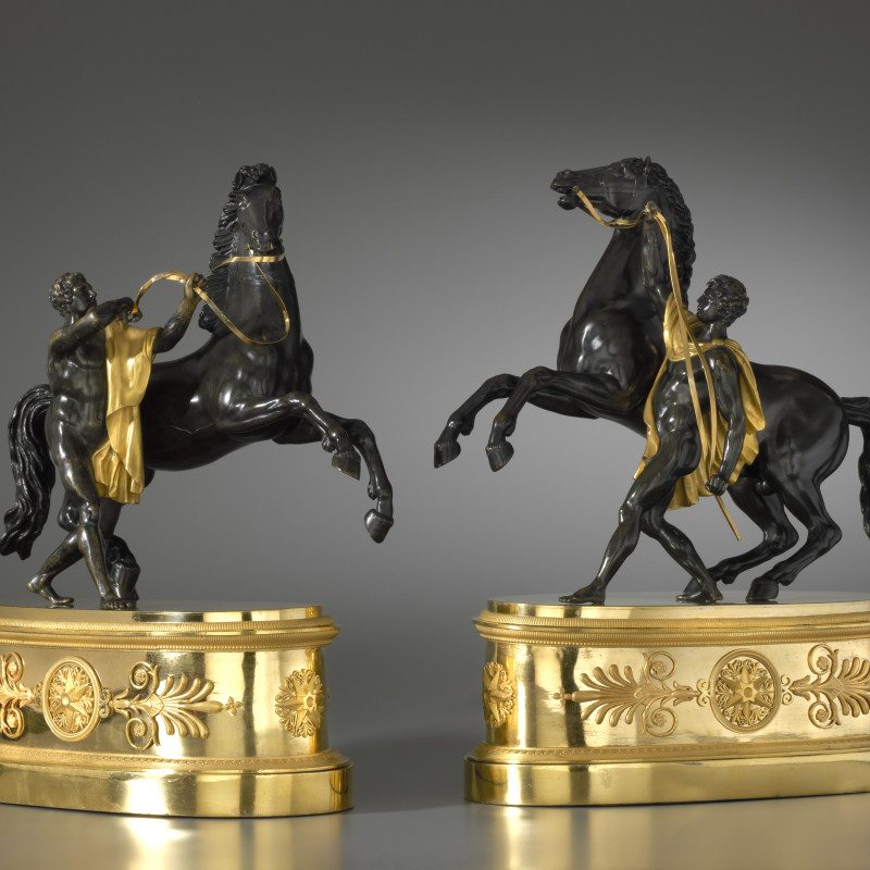 Guillaume I Coustou - A pair of Empire statuettes based on models of the Marly Horses by Guillaume I Coustou, Paris, date circa 1810-20