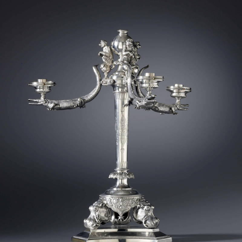 Henry Wilkinson and Co Ltd - A unique Victorian four-light candelabrum by Henry Wilkinson and Co Ltd, London, dated 1875