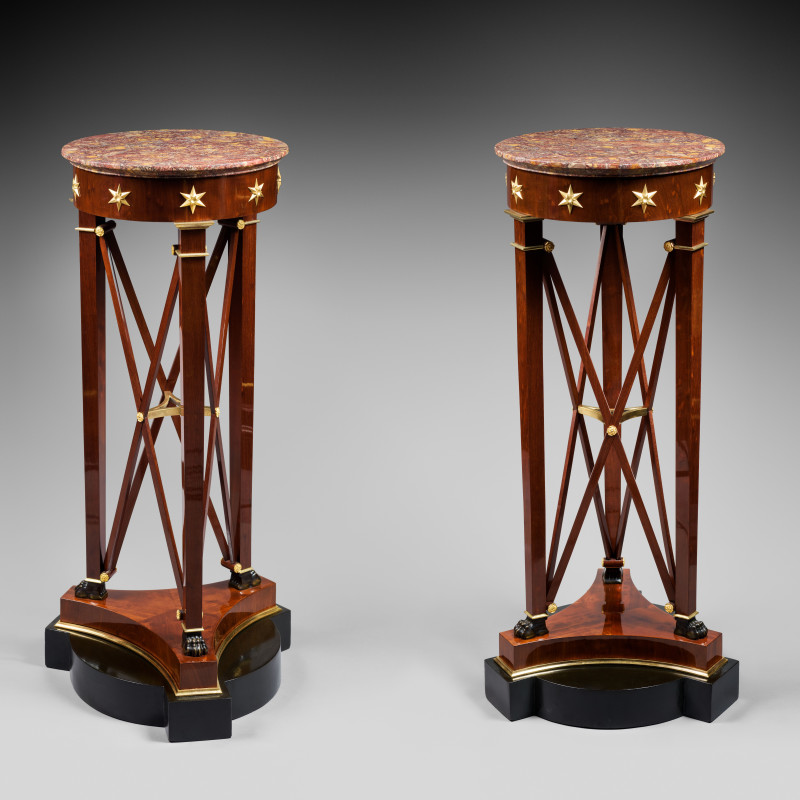 Jacob-Desmalter (attributed to) - A pair of Empire pedestal sellettes à bande croisée attributed to Jacob-Desmalter et Cie, after a design by Charles Percier, Paris, date circa 1805-1810
