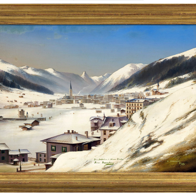 G. Schmocker - A pair of paintings "Davos in the Snow", by G. Schmocker, Davos, date circa 1880