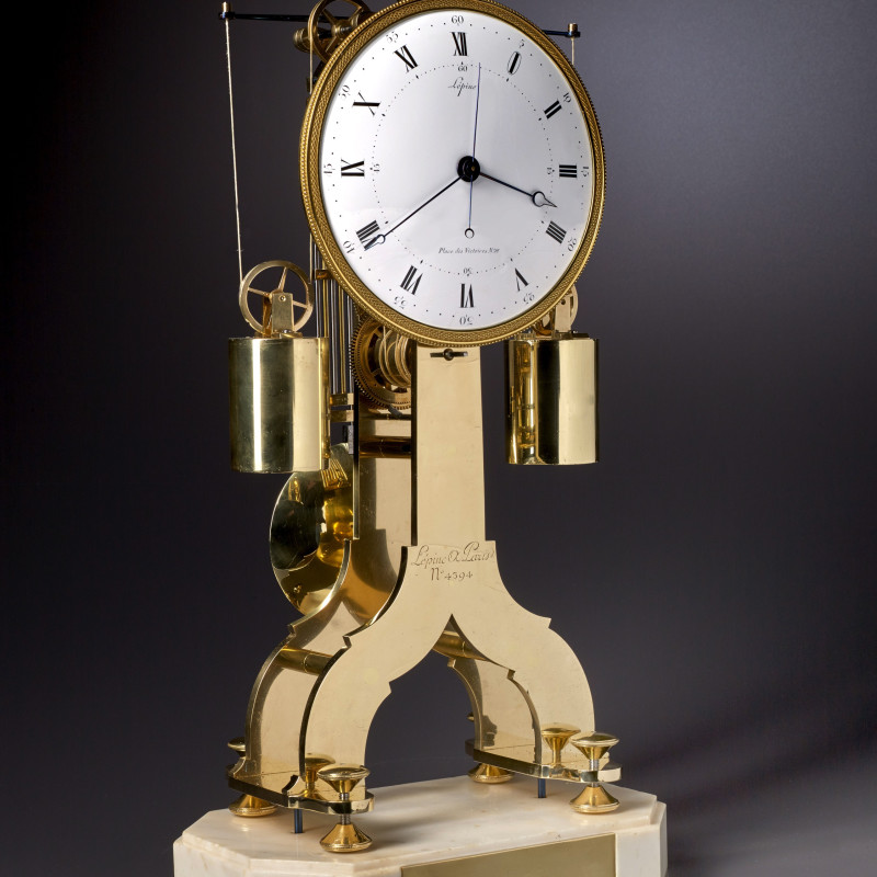 Lépine - A Directoire weight driven skeletonised table regulator clock of fourteen day duration by Lépine, Paris, date circa 1800