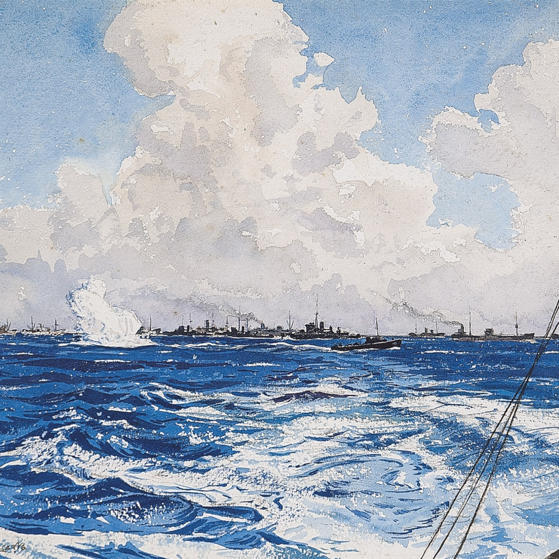 Depth charging Eastern Med. 1943 'U' boat destroyed as a result