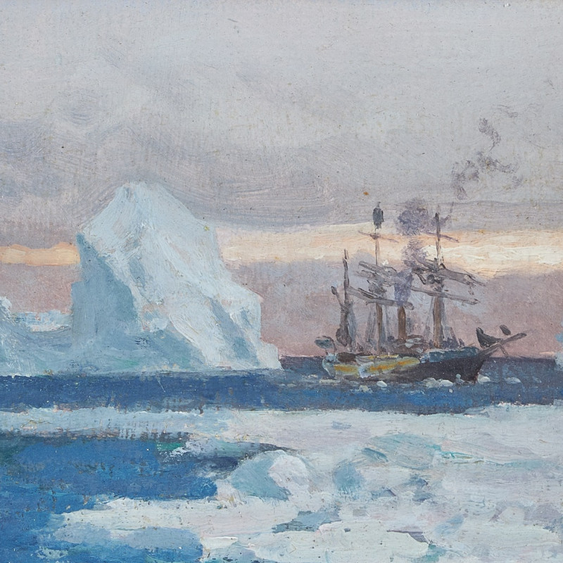 Chevalier Eduardo de Martino, The corvette 'Uruguay' in the Antarctic passing icebergs