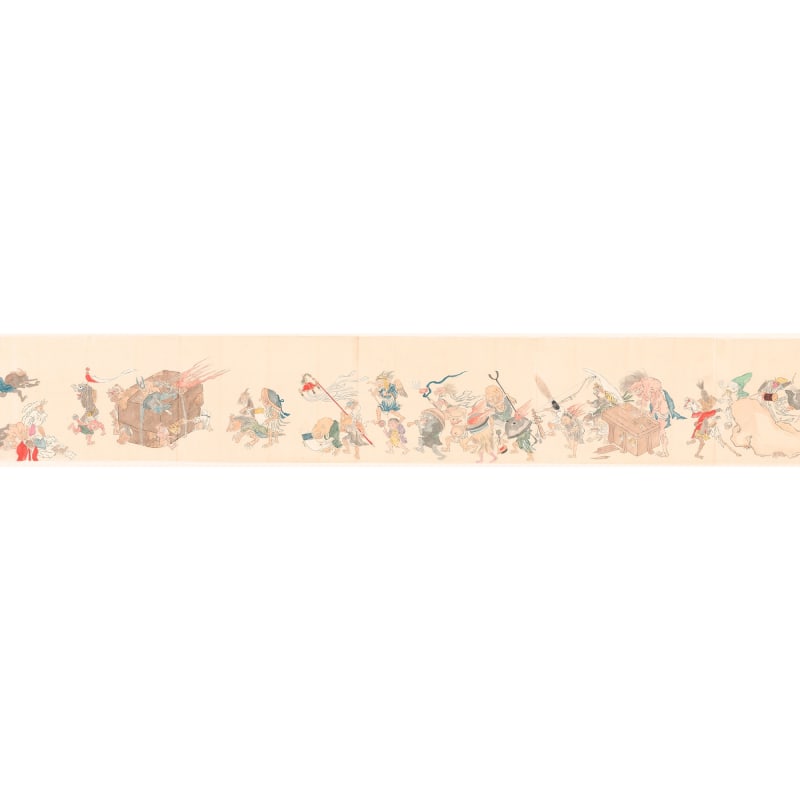 《百鬼夜行绘卷》局部，江户时代。绘卷（复制品），26.5 cm x 450 cm。图片由日本国际交流基金会提供。 Partial The Night Parade of One Hundred Demons Picture Scroll, Edo period. Handscroll (replica), 26.5 cm x 450 cm. Courtesy of The Japan Foundation.