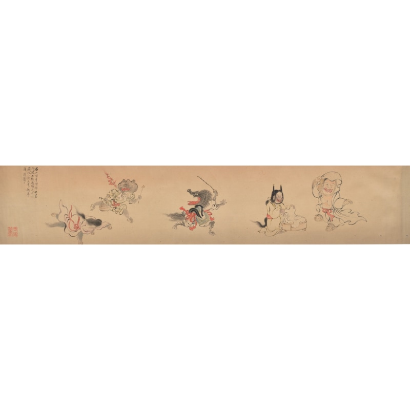 《五怪绘卷》，江户时代。手卷，225 cm x 1330 cm。图片由日本国际交流基金会提供。 Five Yokai Monsters Pictures Scroll, Edo period. Handscroll, 225 cm x 1330 cm. Courtesy of The Japan Foundation.