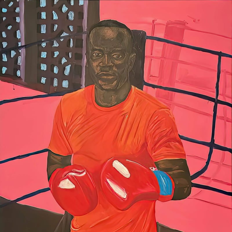 Matthew Eguavoen--The Collector IV--2022-130cm H x 100cm W --Oil and acrylic on canvas