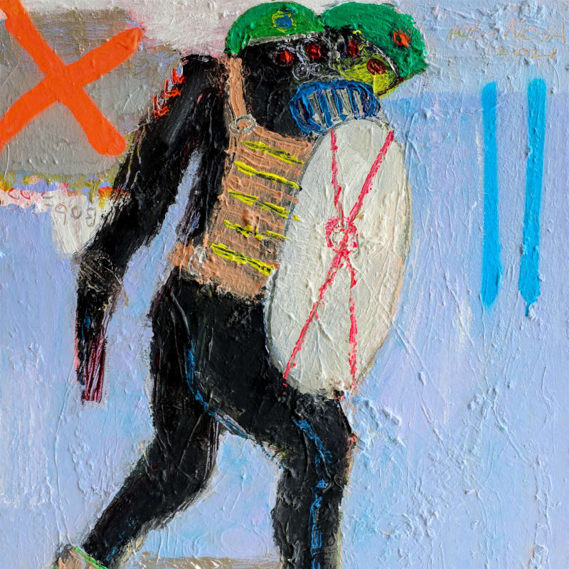 Bob-Nosa - Abuse of Human Right - 2021 - 71cm H x 55cm W - Acrylic and spray paint on textured canvas