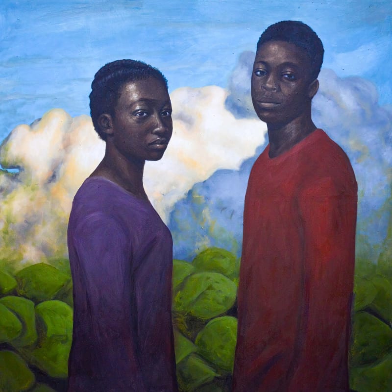 OLiver Okolo - Love in a green heaven - 2022 - 122cm x 122cm - Oil on canvas