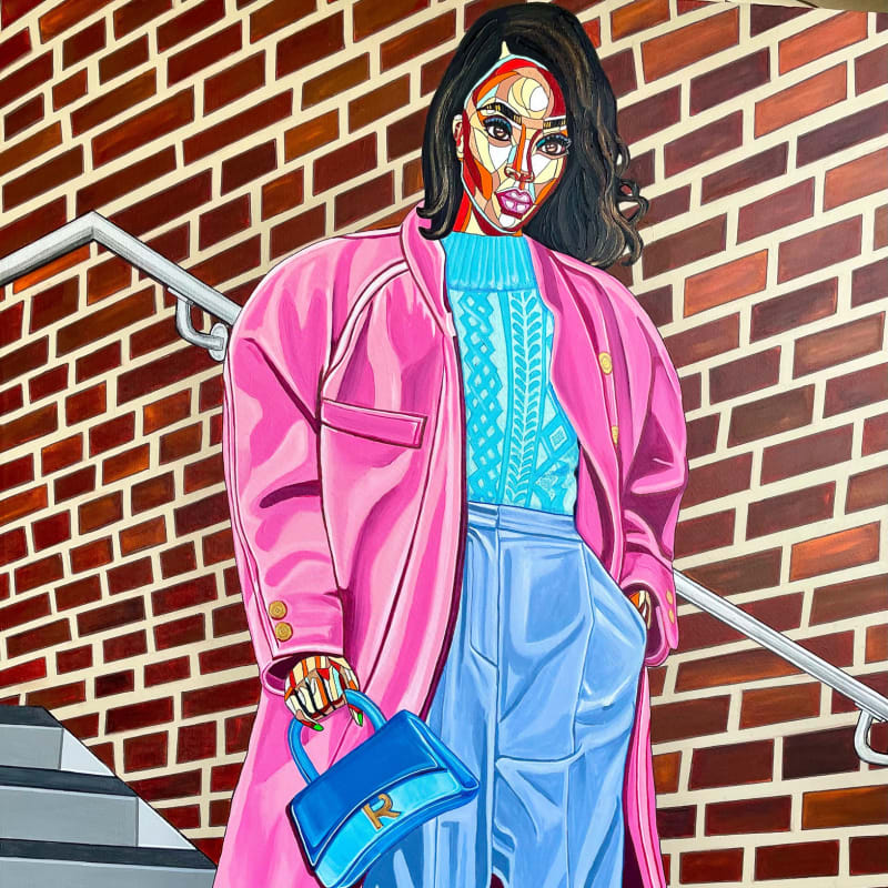 Pink Coat- 2022 - 72h x 48w in - Acrylic and ink on canvas