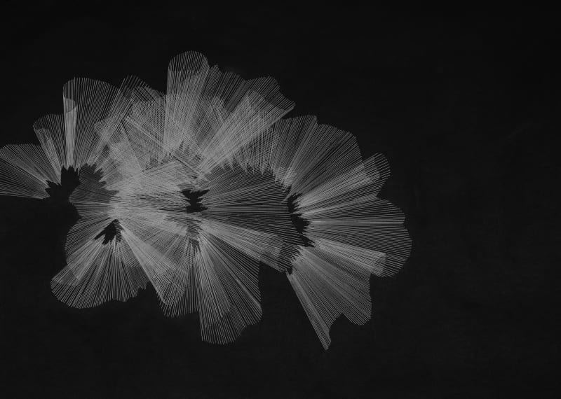 Alina Aldea G_43, 2021 white ink on black cardboard 70 x 100 cm 27 1/2 x 39 3/8 in