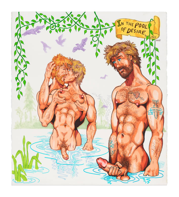 Mike Kuchar Pool of Desire, 2015 Felt tip pen and ink on paper Image Dimensions: 24 x 18 inches (60.96 x 45.72 cm)