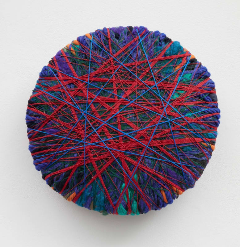 Sheila Hicks Rue de Savoie, 2022 Synthetic fibers, cotton, linen, wool, silk Diameter: 17 3/4 inches (Diameter: 45 cm)
