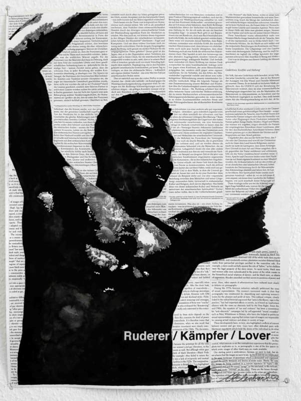 Marcel Odenbach Ruderer, 2002 collage and black ink on paper 15 3/4 x 11 7/8 inches (40 x 30.2 cm)