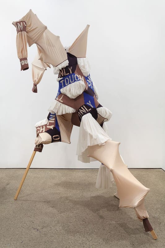 Lara Schnitger Touch Only, 2012 Wood and fabric 107 x 75 x 70 inches (271.8 x 190.5 x 177.8 cm)