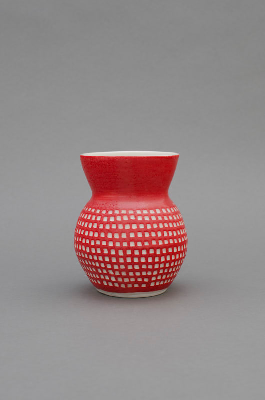 Shio Kusaka (red 2), 2013 Porcelain 6 x 4.75 x 4.75 inches 6 x 4 3/4 x 4 3/4 inches (15.2 x 12.1 x 12.1 cm)