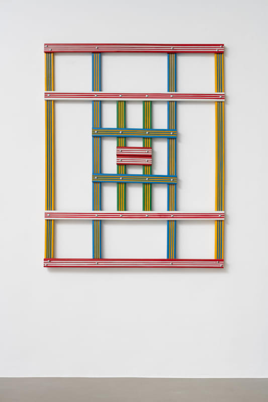 Marepe Na Estrada II [On the road II], 2021 Painted wood, metal 59 x 47 1/4 x 1 3/4 inches (149.9 x 120 x 4.4 cm)