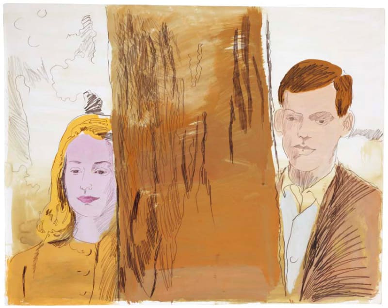 Andy Warhol Man and Woman Beside Tree, 1960-62 Graphite and gouache on Strathmore paper 22 1/2 x 28 1/2 inches (58,4 x 73,6 cm)