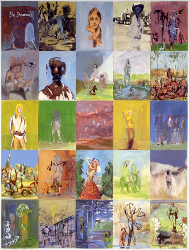 Alessandro Pessoli The Dreamers, 2002 Gouache on paper 13 3/4 x 11 3/4 in each 68 3/4 x 58 3/4 in(total)