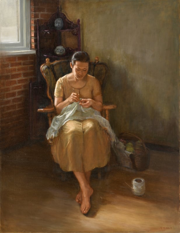 민경애 Min, Kyung Ae 뜨개질하는 여인, 1995 oil on canvas 145.5x97cm
