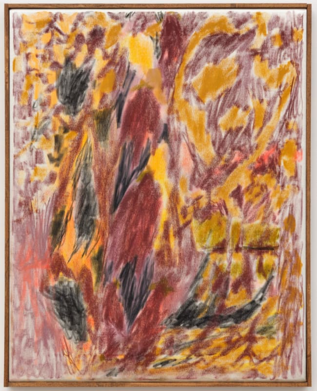 Larissa Lockshin Untitled (Treasure Beach), 2022 Oil, soft pastel, satin, carved wooden frame 52 x 42 cm