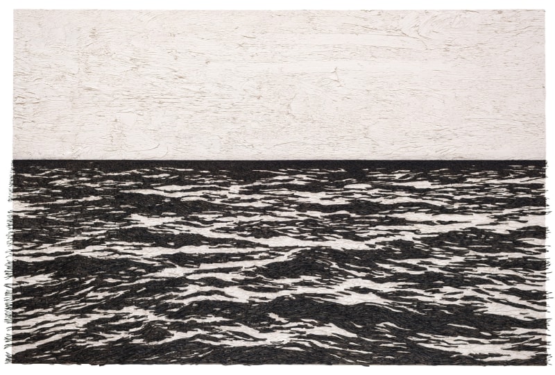 Yoan Capote Isla (Negro y Blanco), 2015 Oil, nails and fishhooks on linen panel on plywood 104 x 157 x 8 cm; (41 x 61 3/4 x 3 1/8 in.)