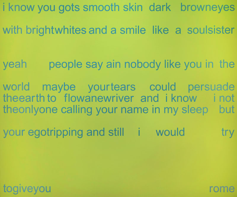 Adam Pendleton Ego Tripping, 2004 Silkscreen on Canvas Edition of 3 37 ⅜ x 44 ¾ in. 94.9 x 113.7 cm